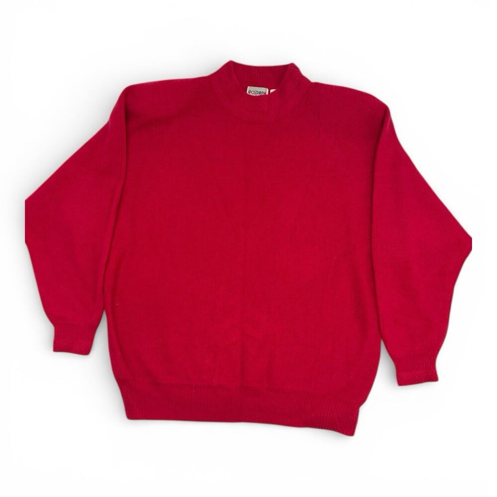 Vintage Pink Lambswool Angora Mock Neck Pullover Sweater Size 1X
